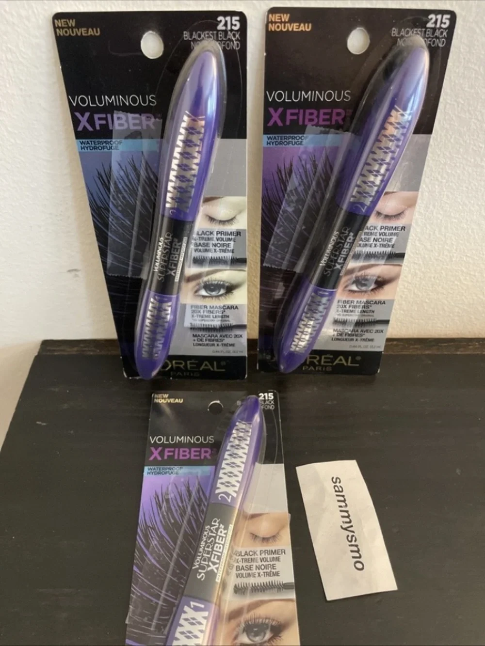 LOREAL Voluminous X Fiber Mascara Waterproof 215 Blackest Black x3